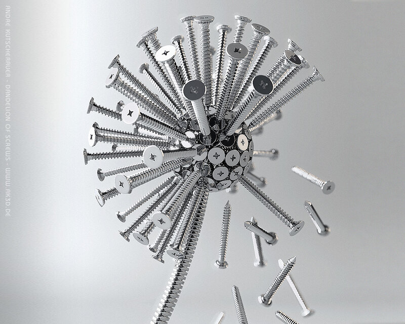 Dandelion made of screws