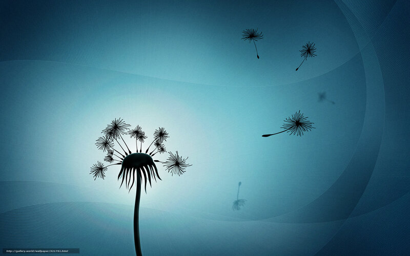 Dandelion Seeds Floating — Blue, Serene, Digital Art
