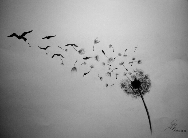Dandelion Seeds Flying