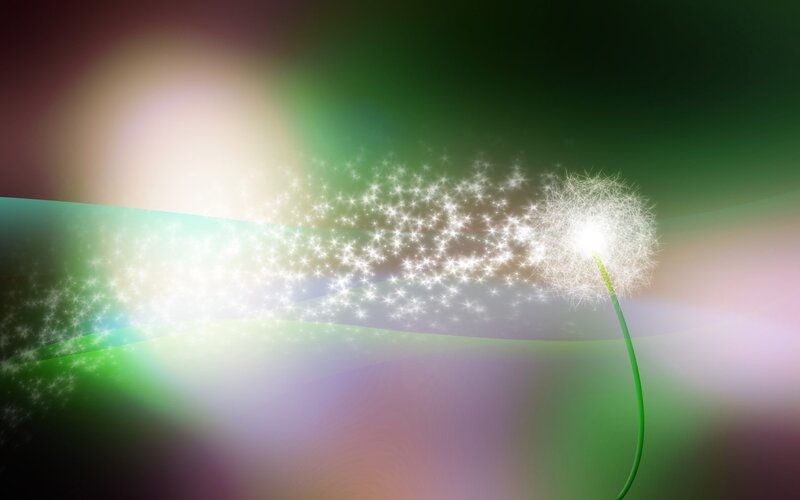 Dandelion with Seeds — Green, Serene, Digital Art