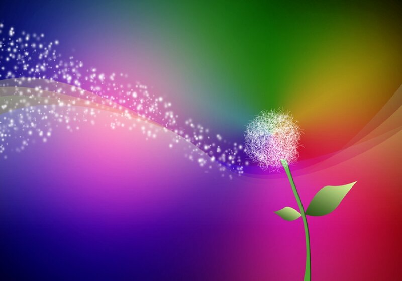Dandelion with Sparkles — Purple, Dreamy, Digital Art