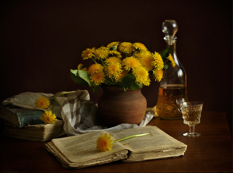 Dandelions in a Vase — Yellow, Still Life