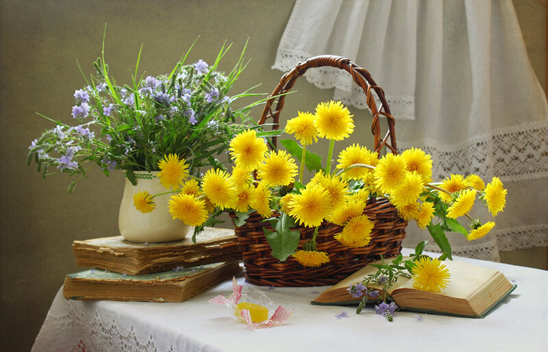 Dandelions in Basket