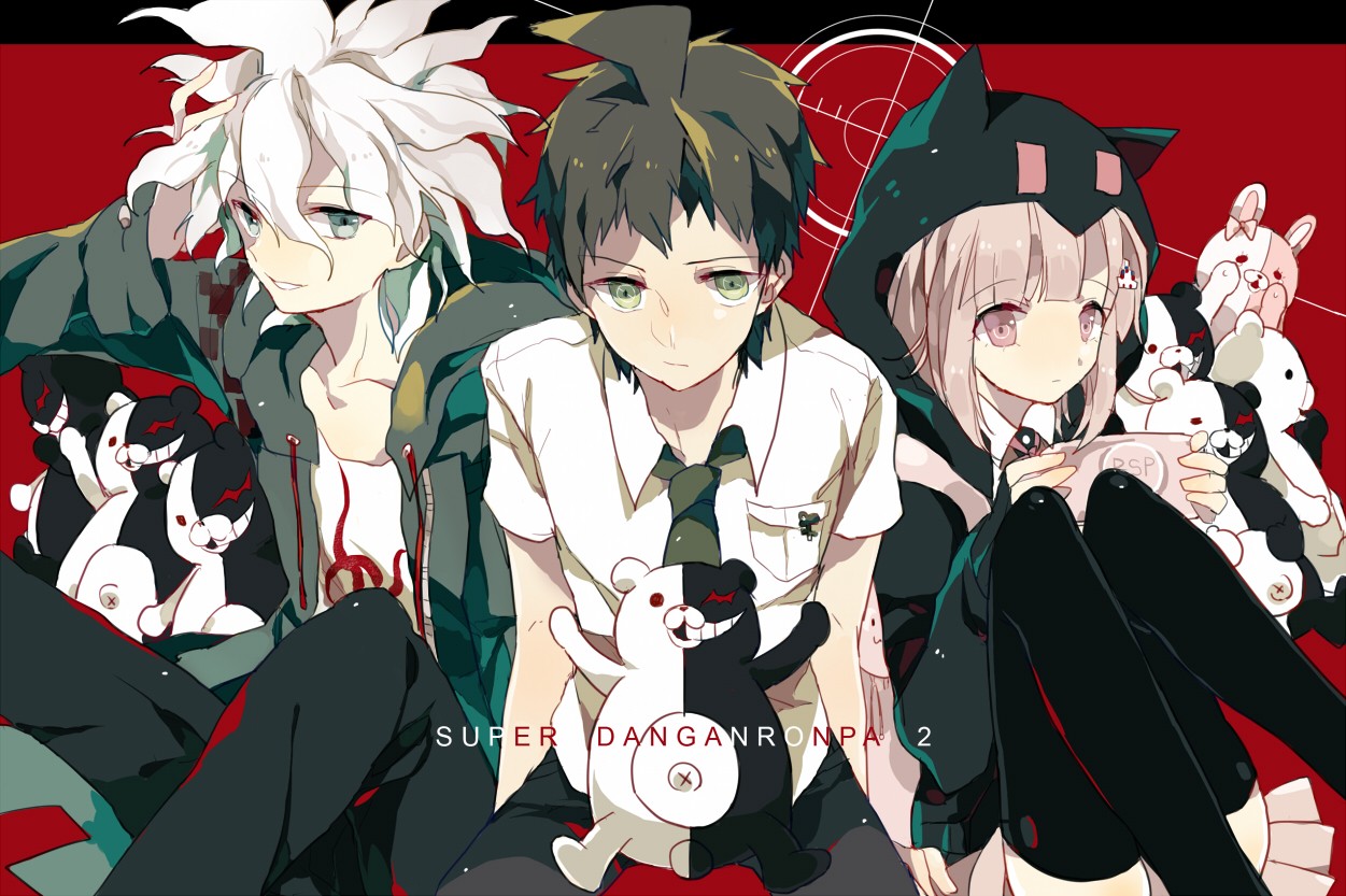 Danganronpa characters with stuffed animals