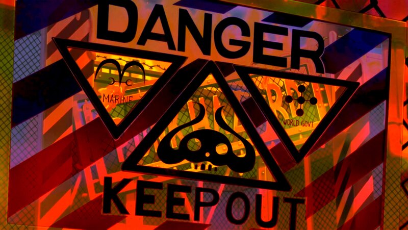 Danger Keep Out sign with logos