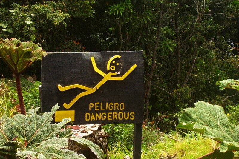 Danger sign in forest