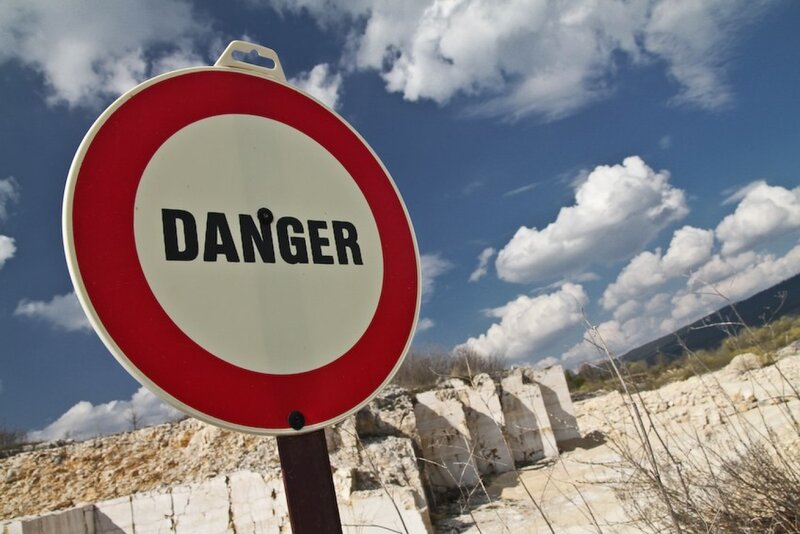 Danger Sign in Quarry