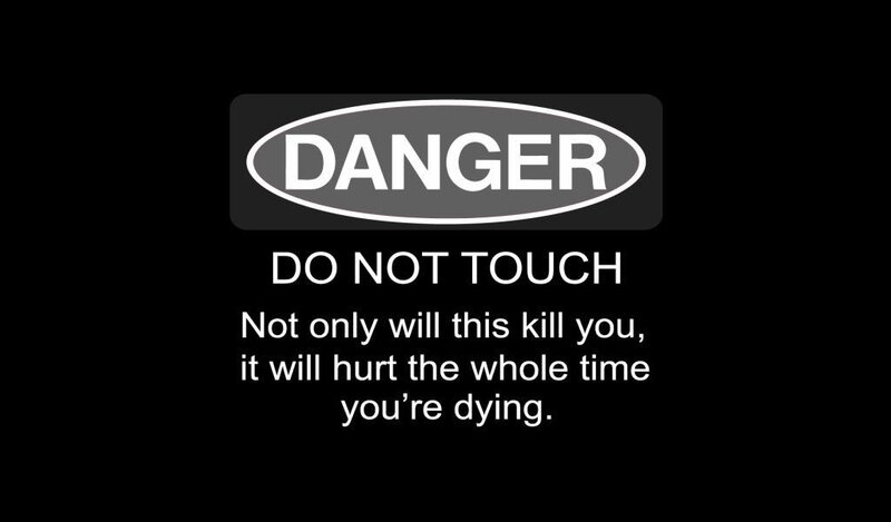 Danger Sign with Text — Black, Serious