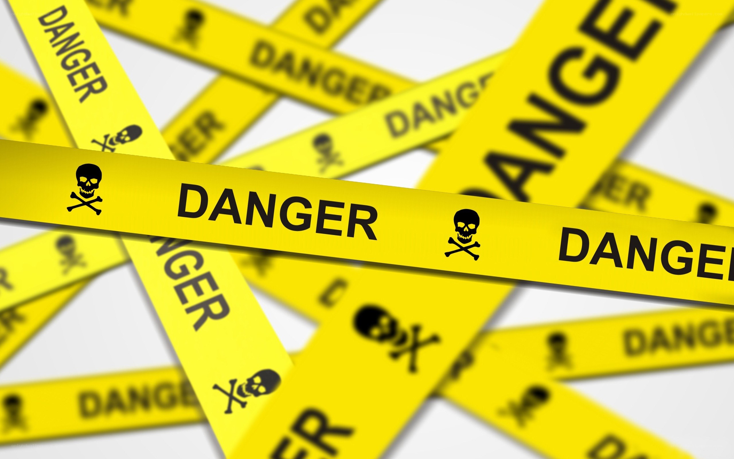 Danger tape warning signs