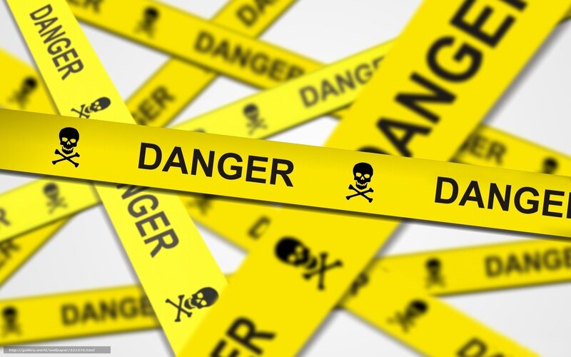 Danger tape warning signs
