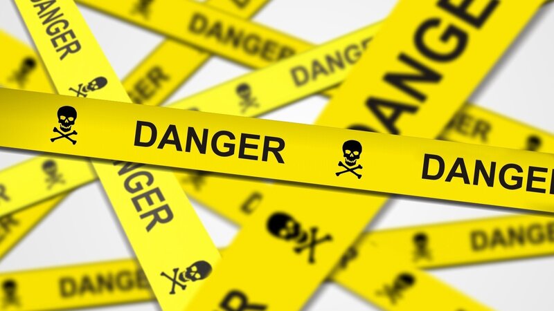 Danger tape with skull symbols