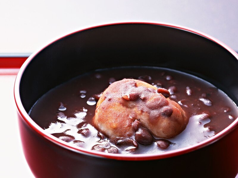 Dango in red bean soup