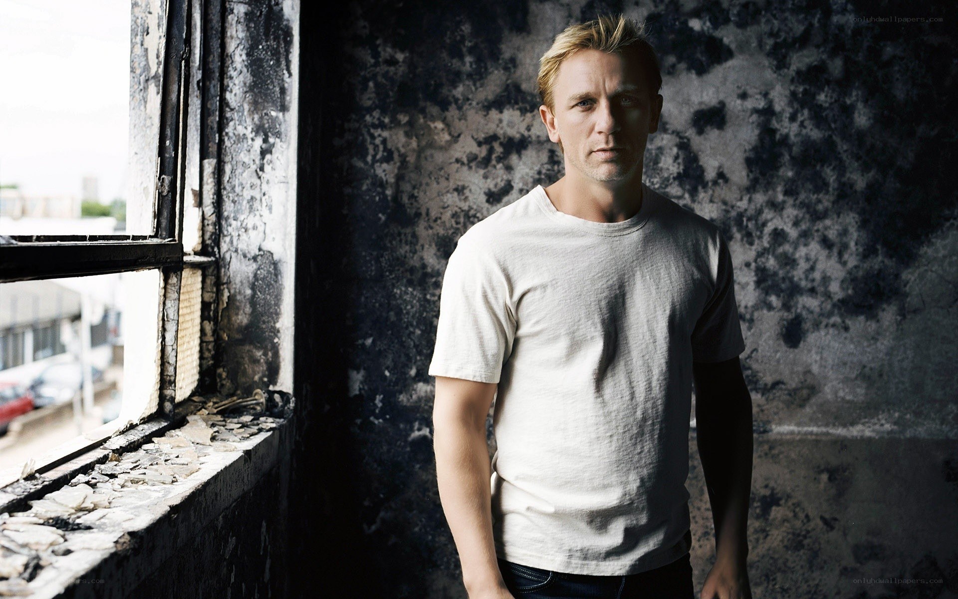 Daniel Craig in a white t-shirt