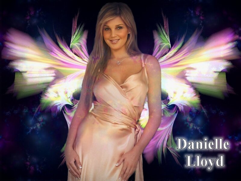 Danielle Lloyd with angel wings