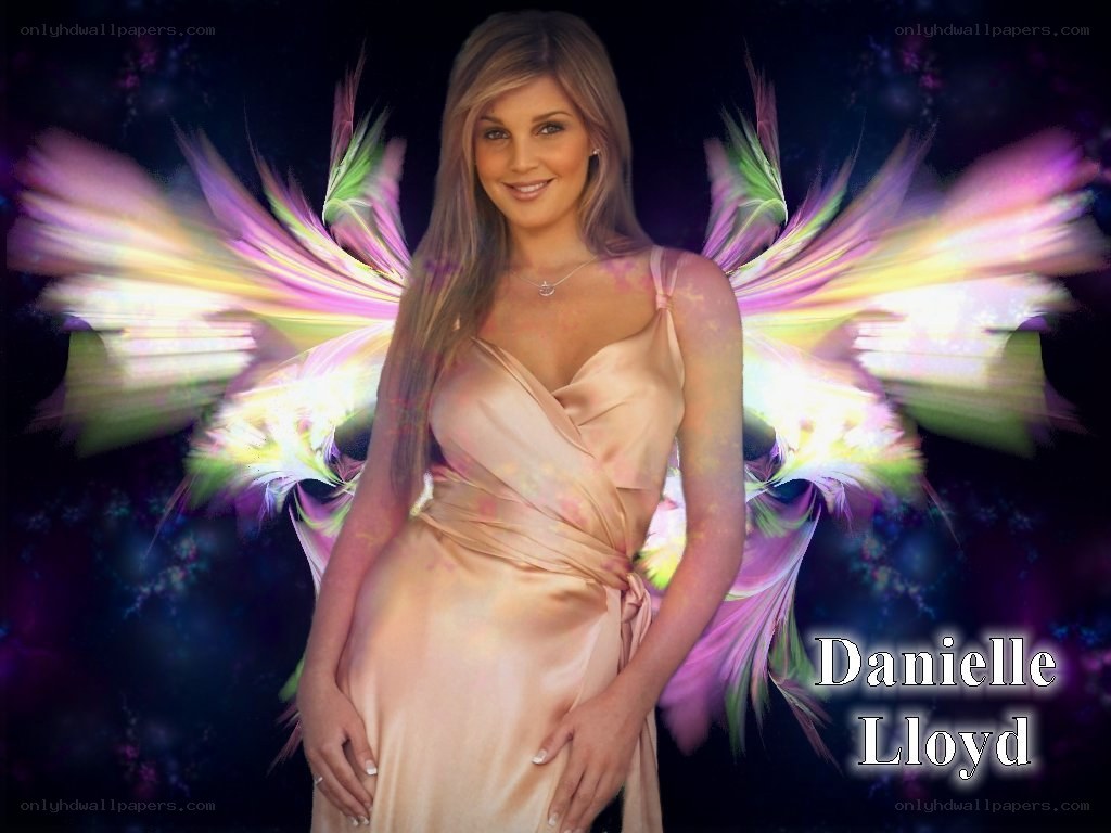 Danielle Lloyd with angel wings