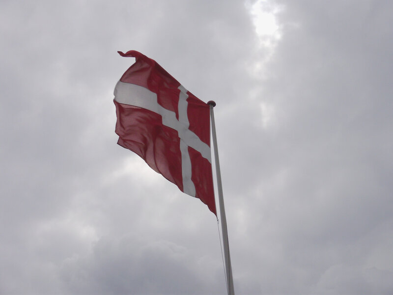 Danish flag waving in wind