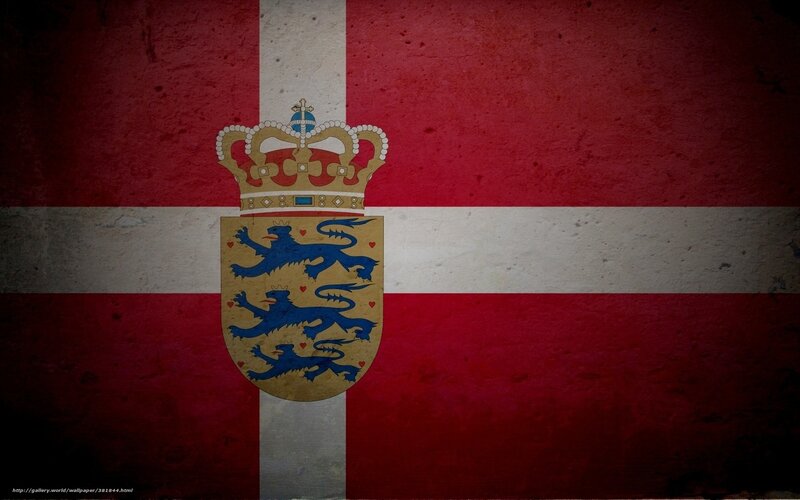 Danish flag with coat of arms