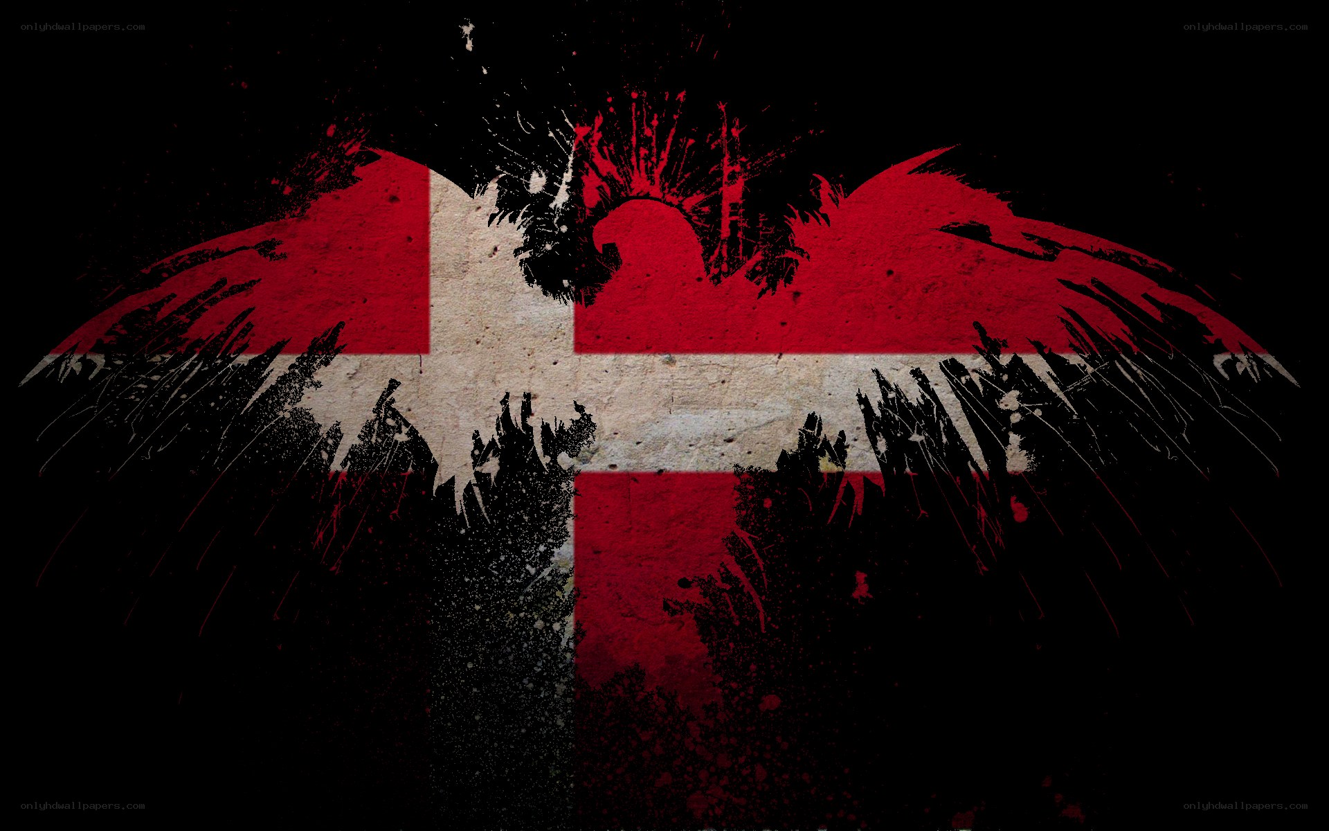 Danish flag with grunge eagle