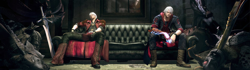 Dante and Vergil on a couch