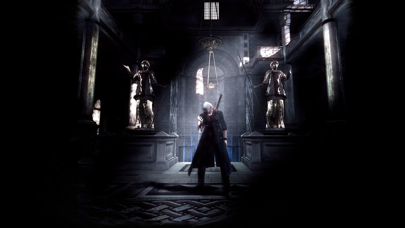 Dante in a dark hall