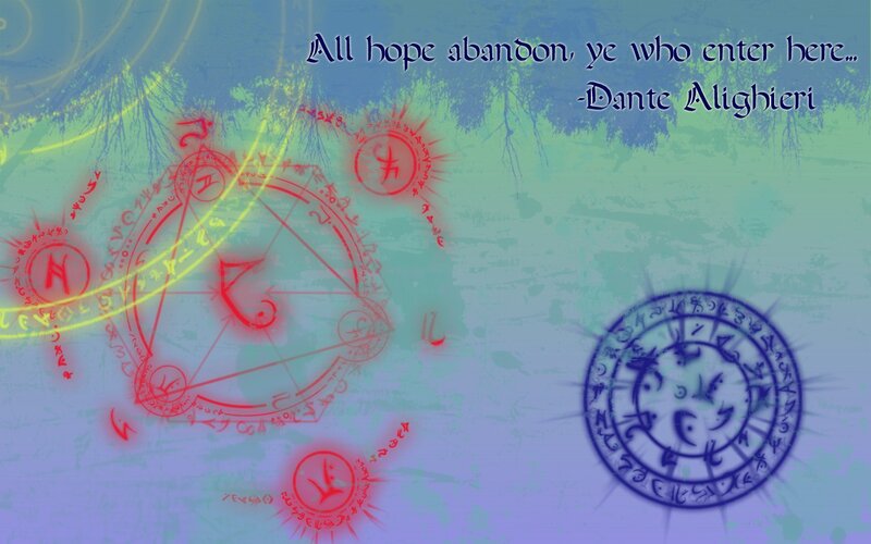Dante quote with magical symbols