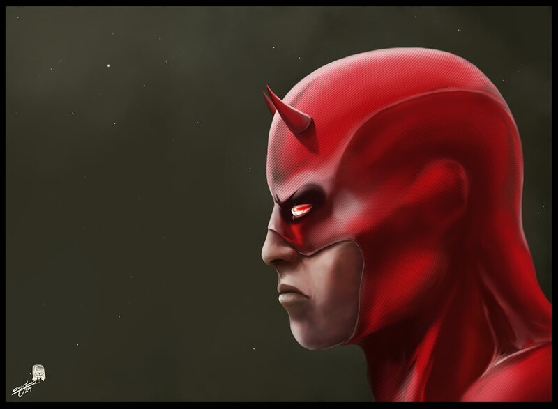 Daredevil Character — Red, Dramatic, Night