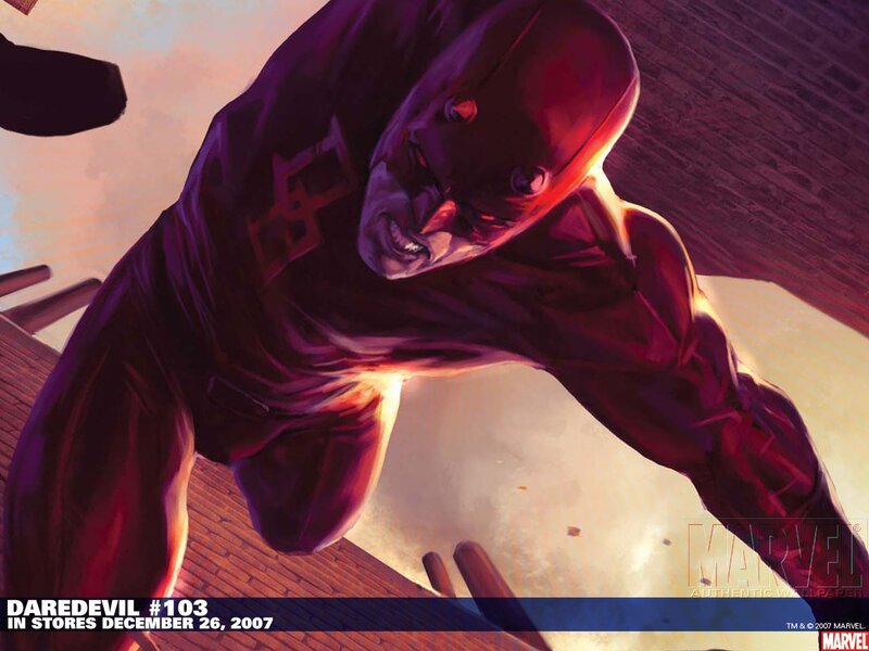 Daredevil in Red Suit — Dramatic, Comic, Comic Book Art, Brick Wall