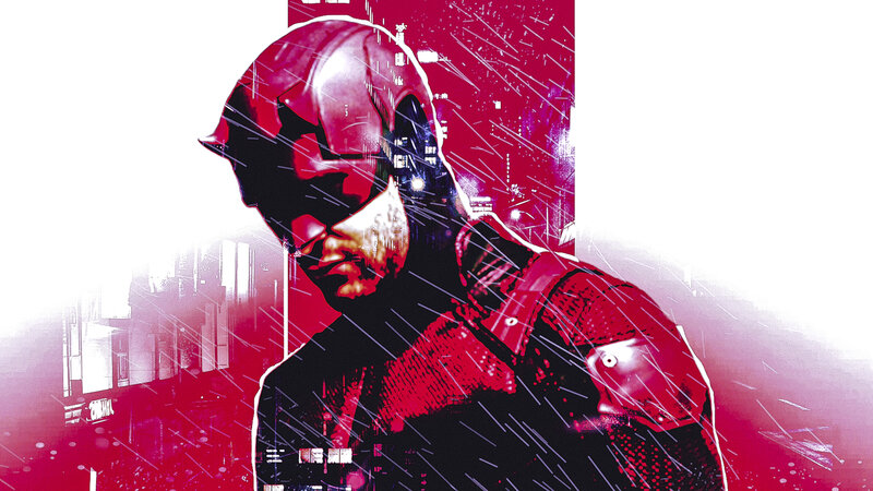 Daredevil in Red Suit — Dramatic, Night, Comic, Cityscape