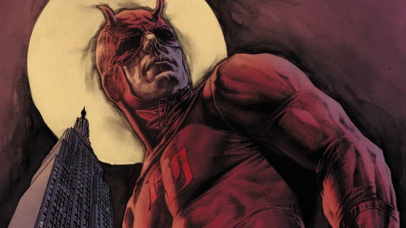 Daredevil in Red Suit — Dramatic, Night, Comic, Moon