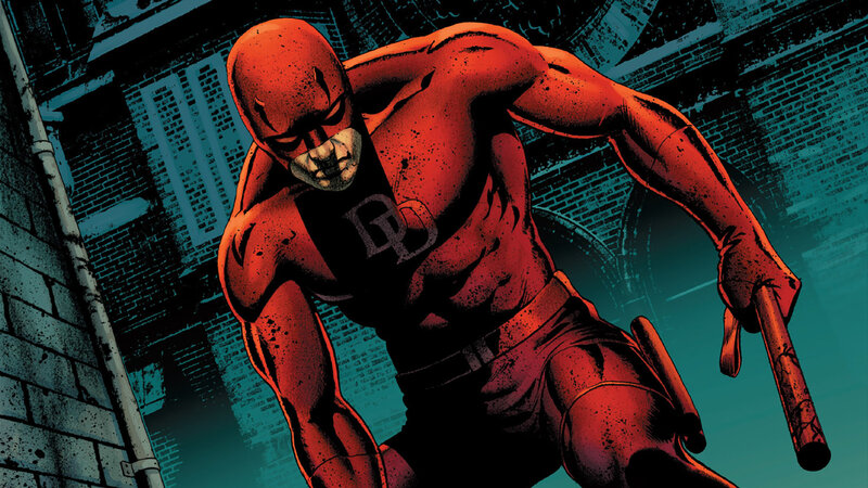 Daredevil in Red Suit — Dramatic, Night, Comic