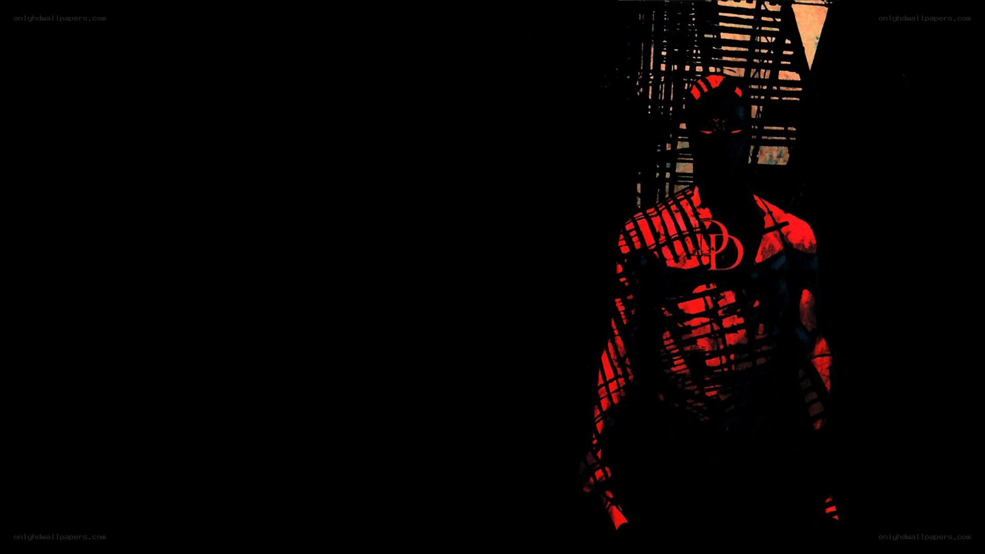 Daredevil silhouette in red