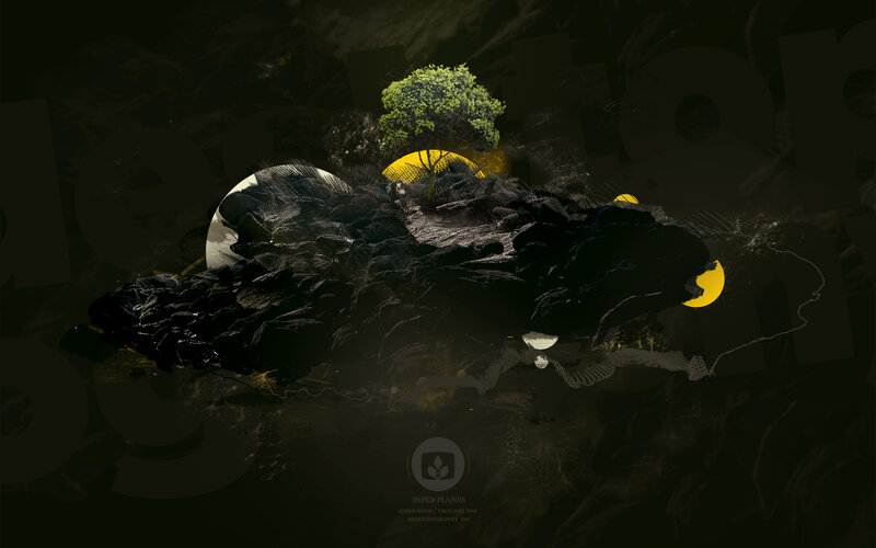 dark abstract landscape with tree