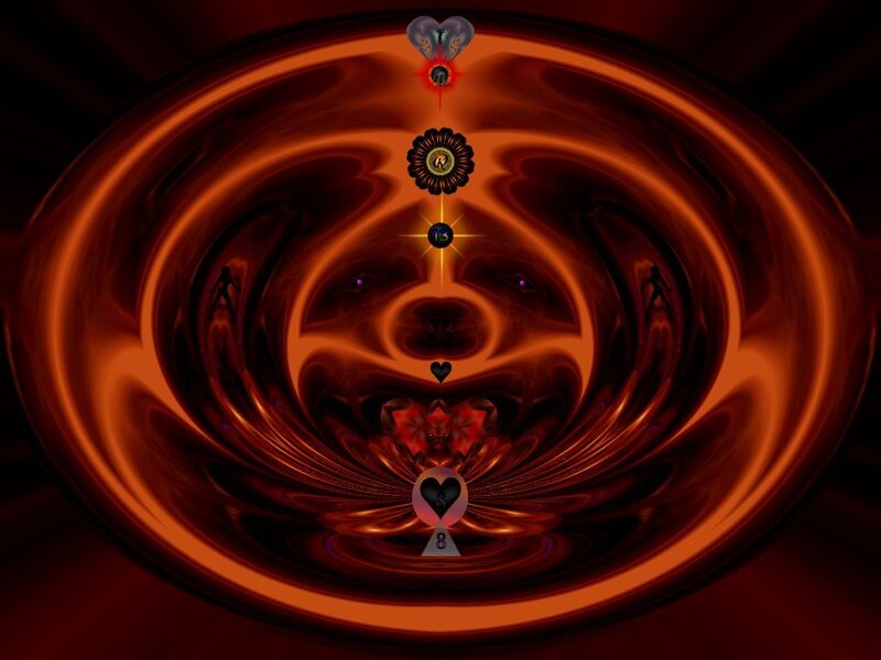 dark abstract spiral with symbols