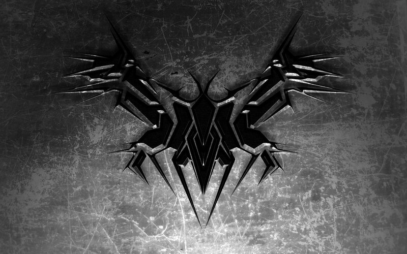 dark abstract winged emblem