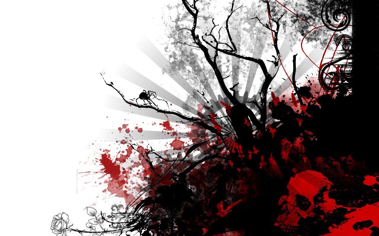 dark abstract with skull and branches