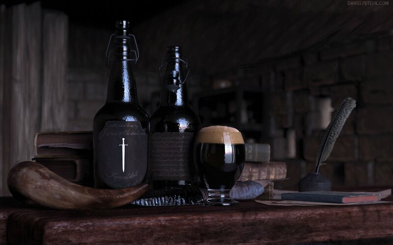 Dark ale in a medieval setting