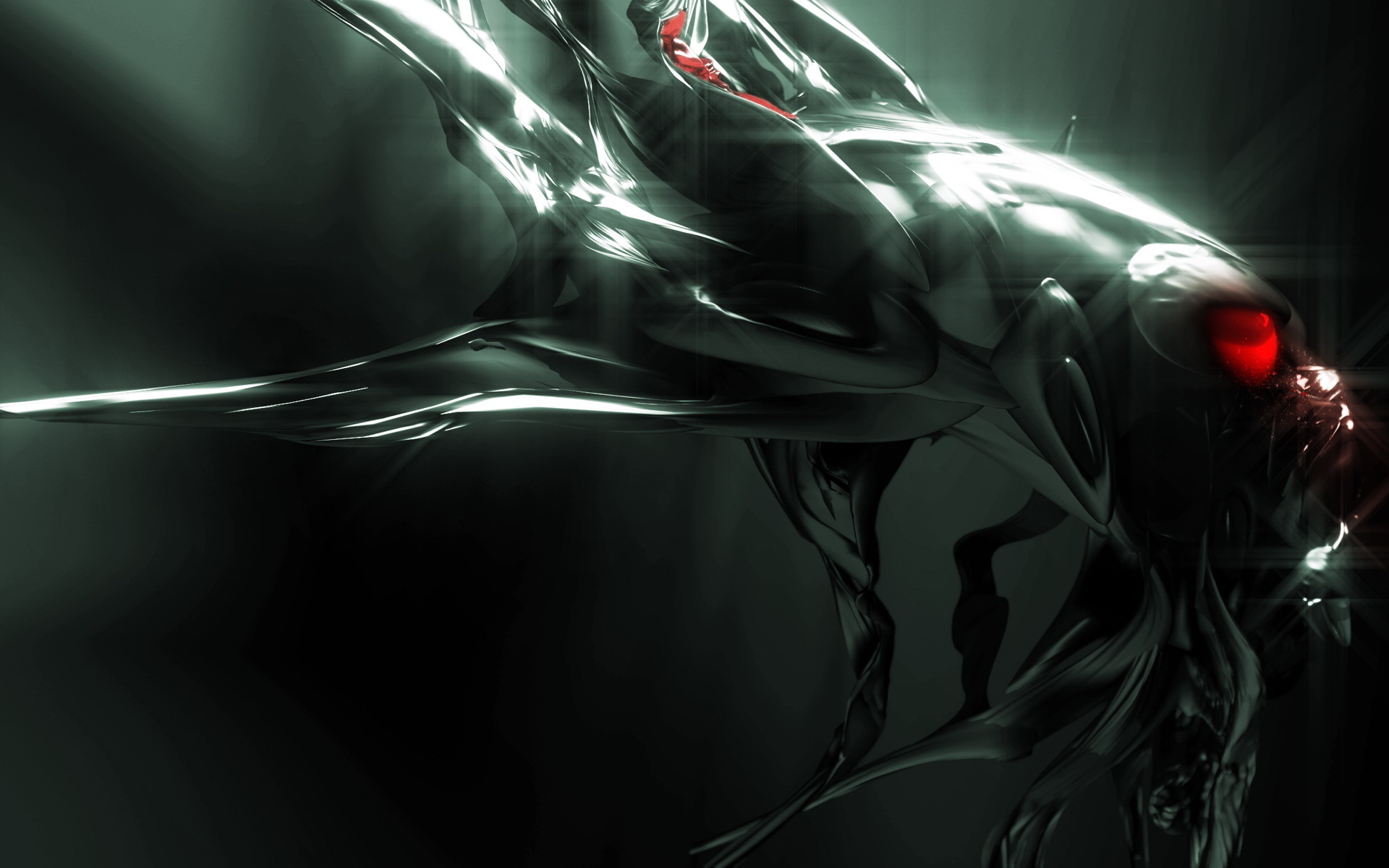 dark alien creature with red eyes