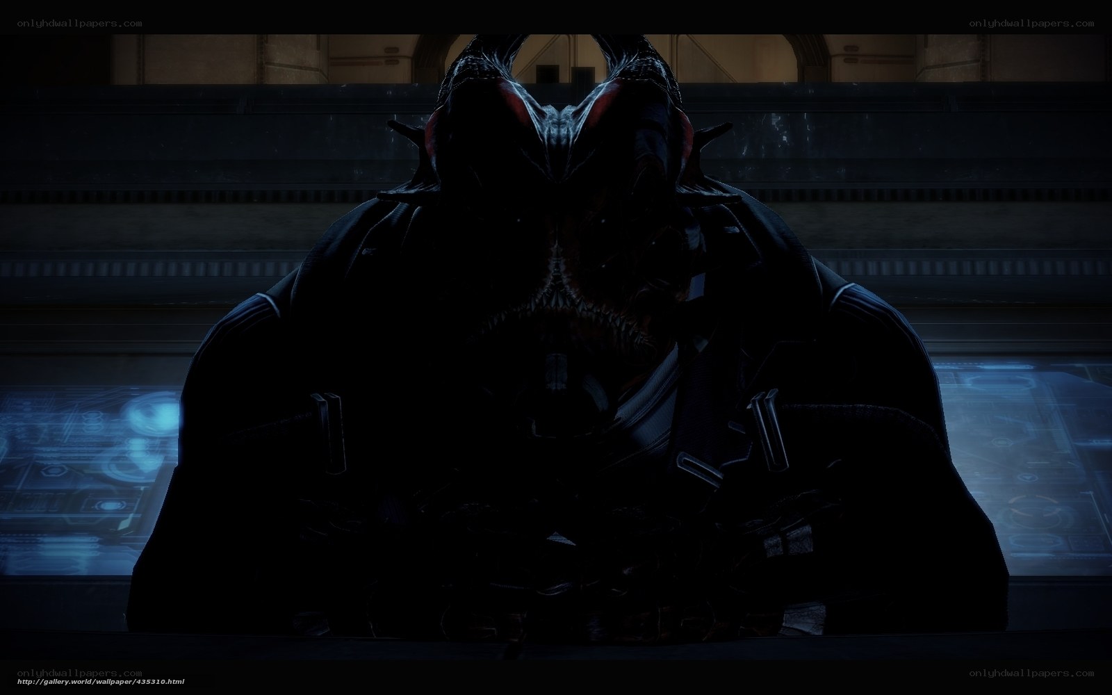 dark alien figure in dim light