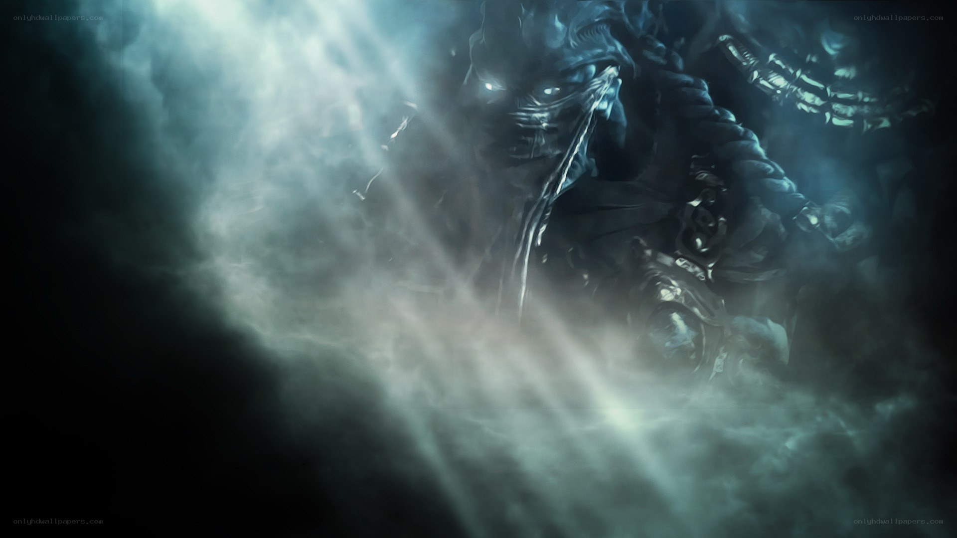 dark alien in mist
