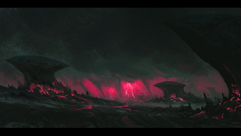 Dark Alien Landscape — Black