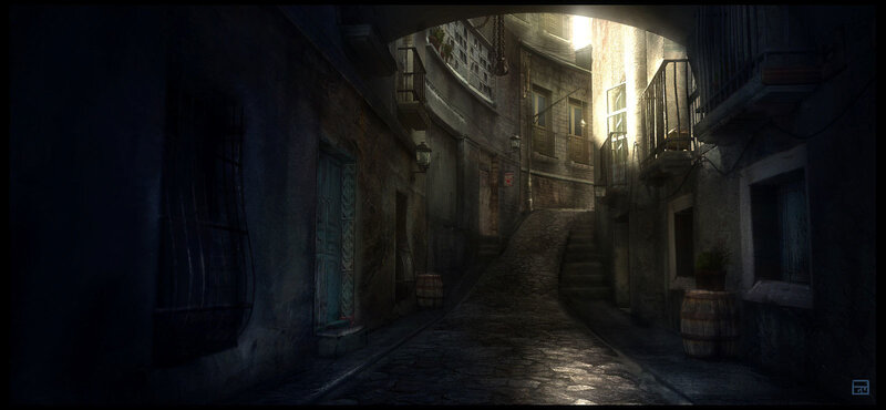 dark alley at night