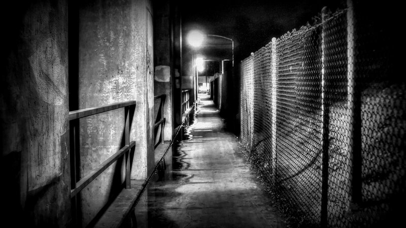 Dark Alley at Night — Black, Dramatic