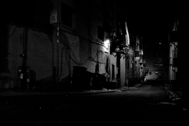 Dark Alley at Night — Black