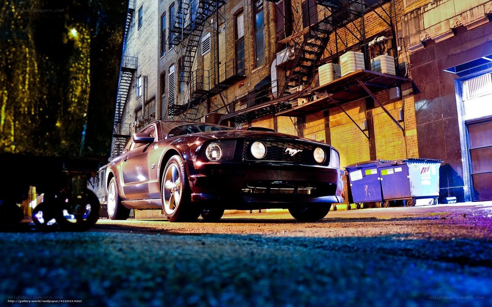 Dark alley Mustang car