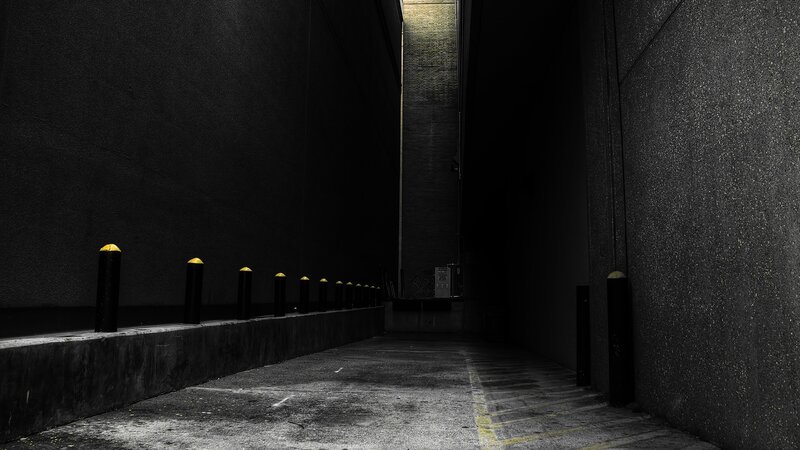 Dark Alley with Bollards — Black