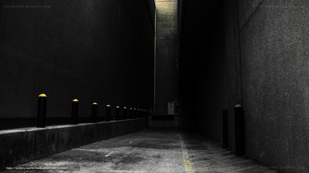 dark alley with bollards