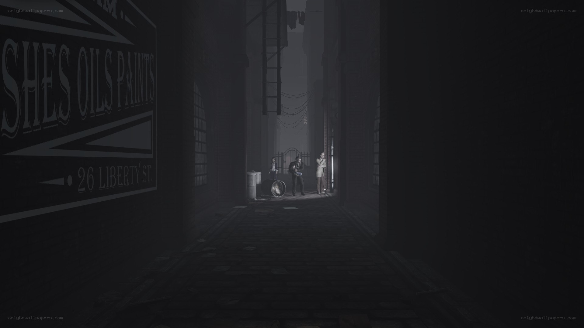 dark alley with figures