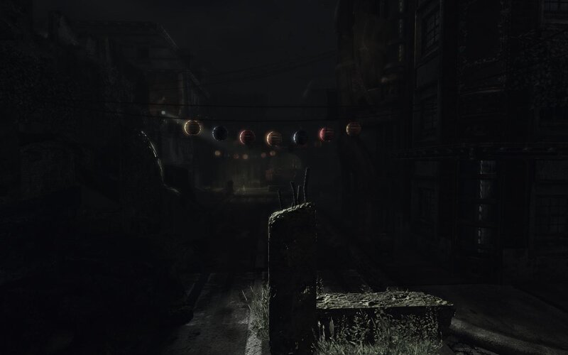 dark alley with lanterns