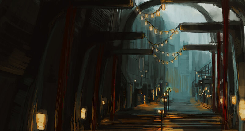 Dark Alley with Lights