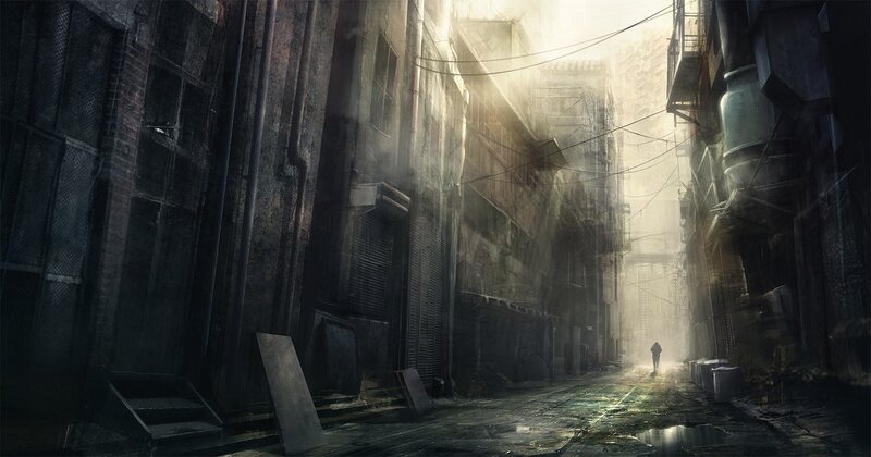 dark alley with lone figure